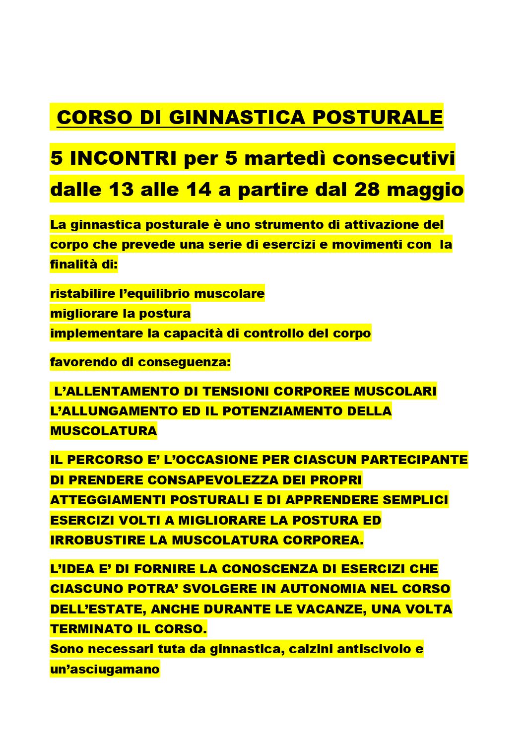 Corso Ginnastica Posturale Massimo Canepa